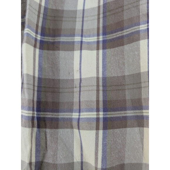 Flaw Lauren Ralph Lauren Flannel Top Women's L Brown Plaid Fitted Button Up - Picture 7 of 9